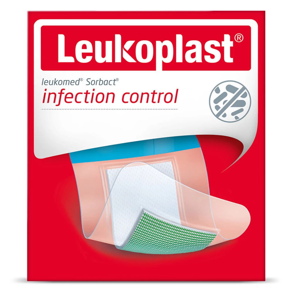 3x Leukoplast Leukomed® Sorbact® Bacteriënbindende Eilandpleister 8 Cm X 10 Cm