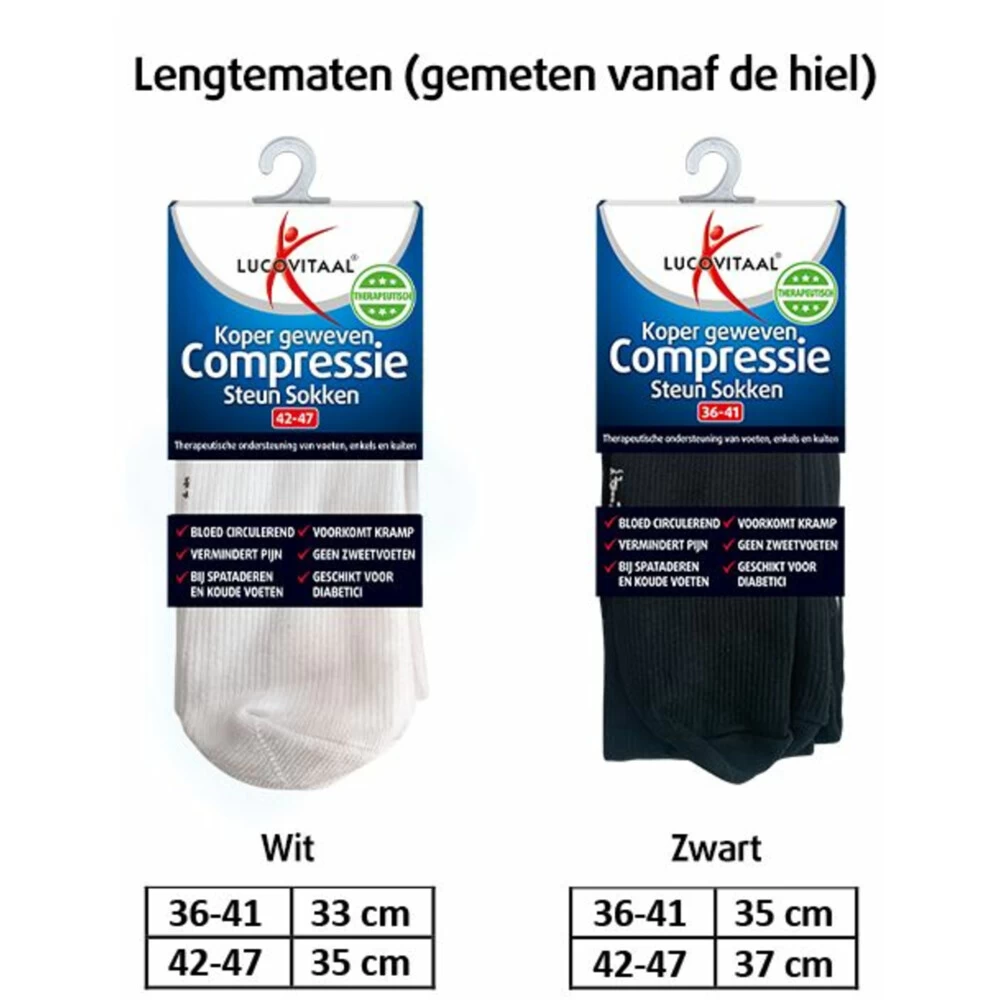 Lucovitaal Compressie Steun Sokken Zwart Maat 42-47 - Afbeelding 3
