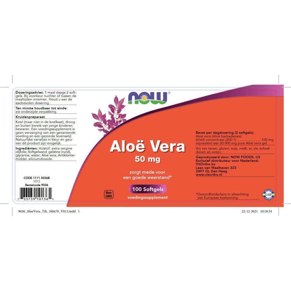 NOW Aloë Vera 50 Mg - Afbeelding 2