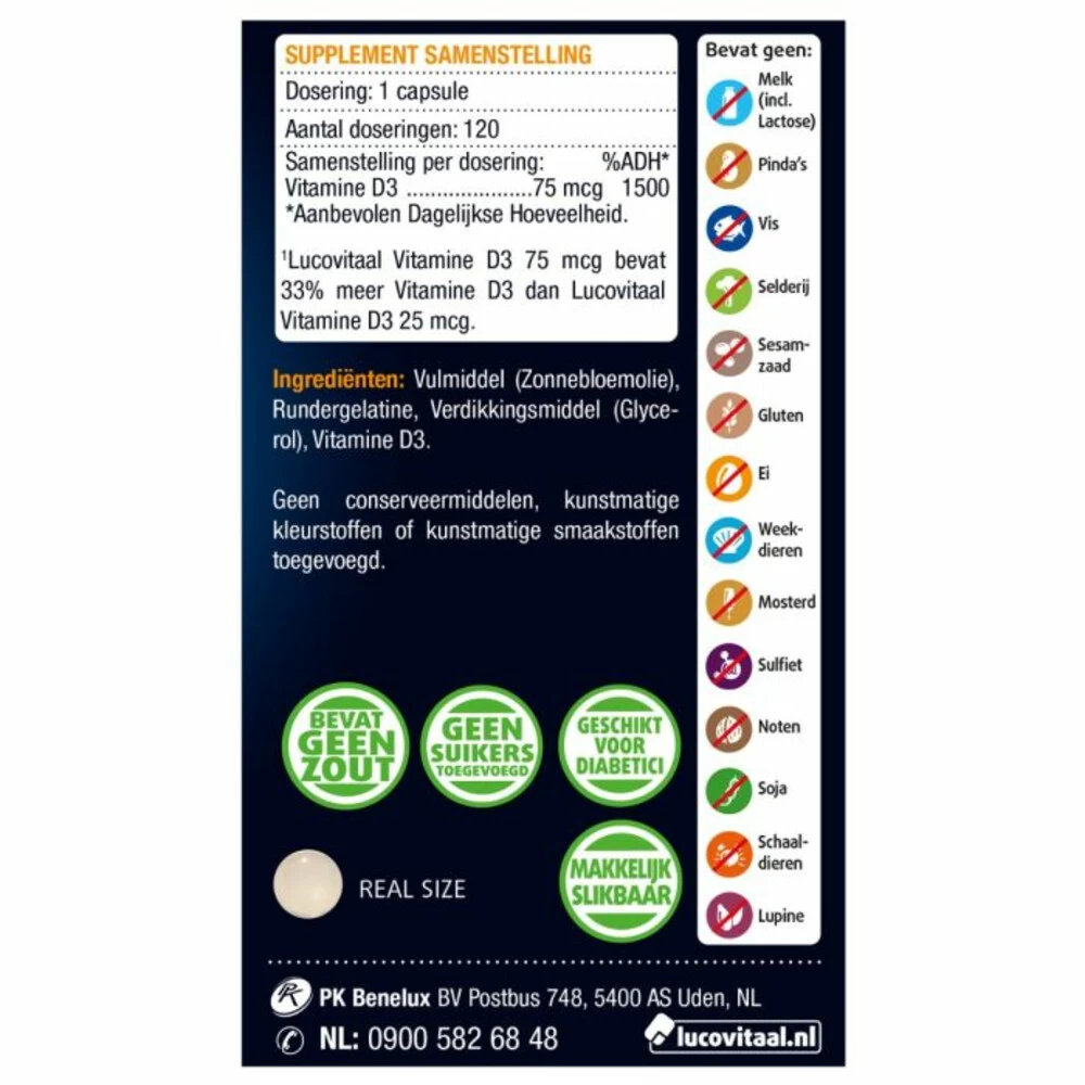 Lucovitaal Vitamine D3 D3 75mcg (3000IE) Forte - Afbeelding 3
