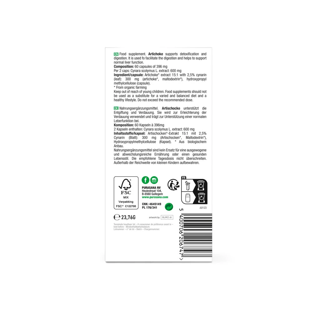 Purasana Artisjok Extract 300 Mg - Afbeelding 3