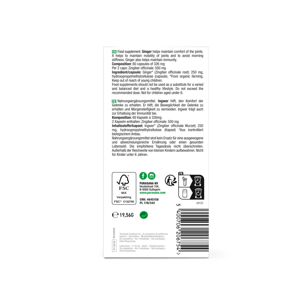 Purasana Gember 250 Mg - Afbeelding 3